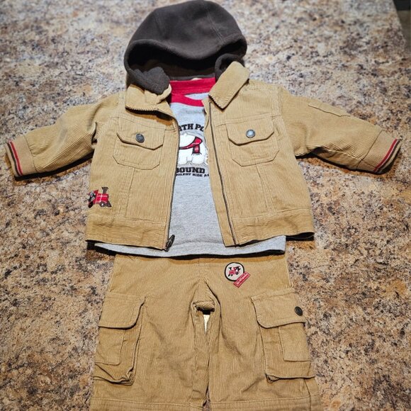 Carters 3-Piece Corduroy Outfit Set 12M – Jacket, Tee & Cargo Pants (North Pole) - Picture 1 of 3